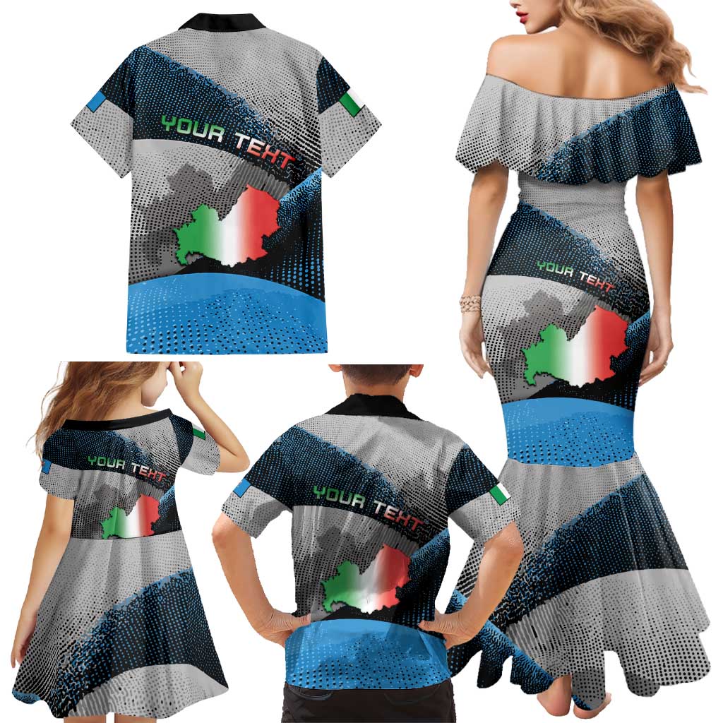 Personalized Italy Molise Family Matching Mermaid Dress and Hawaiian Shirt Coat Of Arms With Dynamic Dot Patterns