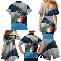 Personalized Italy Molise Family Matching Mermaid Dress and Hawaiian Shirt Coat Of Arms With Dynamic Dot Patterns