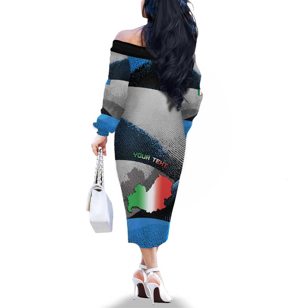 Personalized Italy Molise Family Matching Off The Shoulder Long Sleeve Dress and Hawaiian Shirt Coat Of Arms With Dynamic Dot Patterns