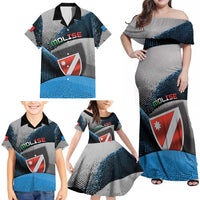 Personalized Italy Molise Family Matching Off Shoulder Maxi Dress and Hawaiian Shirt Coat Of Arms With Dynamic Dot Patterns