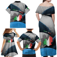 Personalized Italy Molise Family Matching Off Shoulder Maxi Dress and Hawaiian Shirt Coat Of Arms With Dynamic Dot Patterns