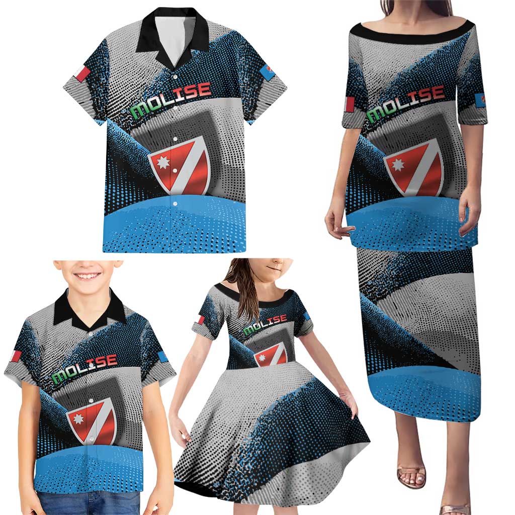 Personalized Italy Molise Family Matching Puletasi and Hawaiian Shirt Coat Of Arms With Dynamic Dot Patterns
