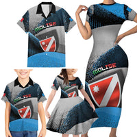 Personalized Italy Molise Family Matching Short Sleeve Bodycon Dress and Hawaiian Shirt Coat Of Arms With Dynamic Dot Patterns