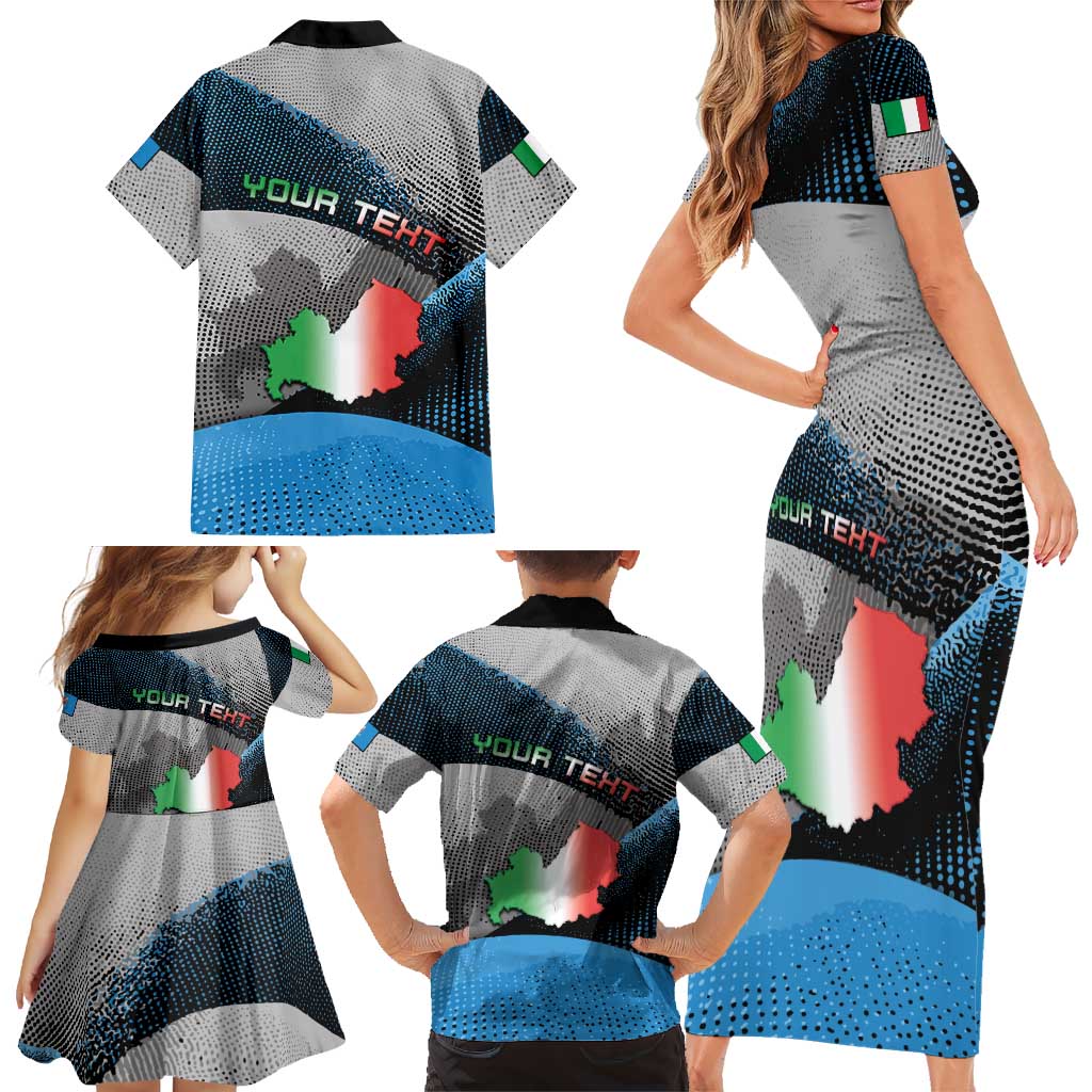 Personalized Italy Molise Family Matching Short Sleeve Bodycon Dress and Hawaiian Shirt Coat Of Arms With Dynamic Dot Patterns