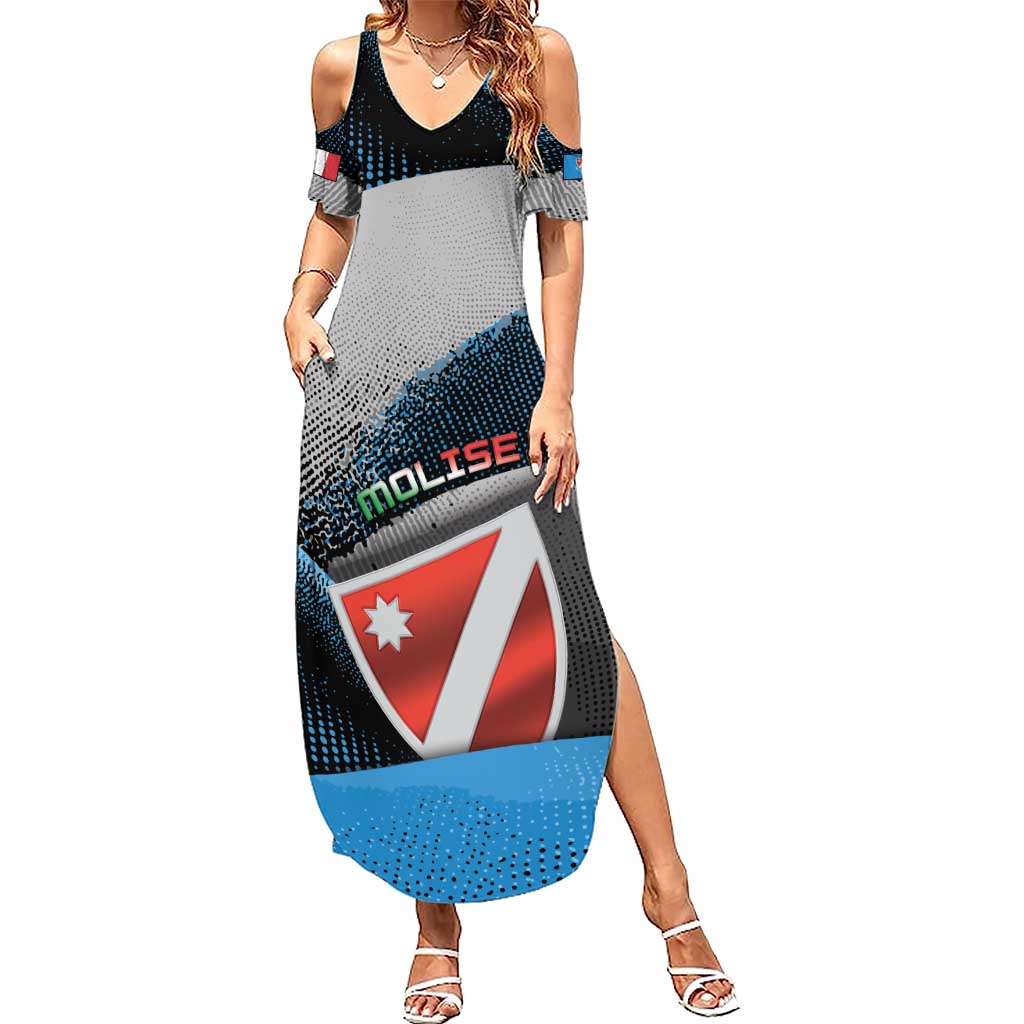 Personalized Italy Molise Family Matching Summer Maxi Dress and Hawaiian Shirt Coat Of Arms With Dynamic Dot Patterns