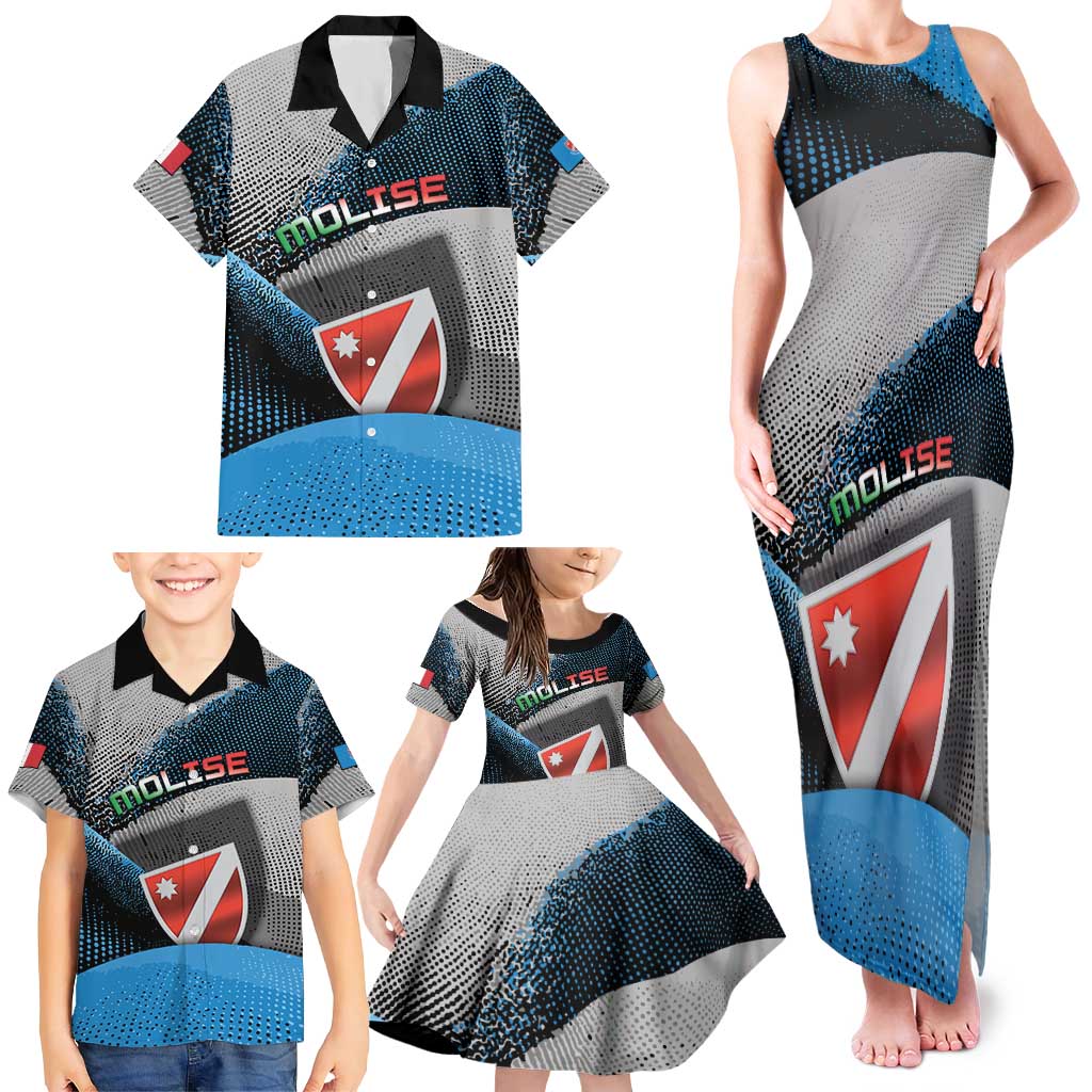 Personalized Italy Molise Family Matching Tank Maxi Dress and Hawaiian Shirt Coat Of Arms With Dynamic Dot Patterns