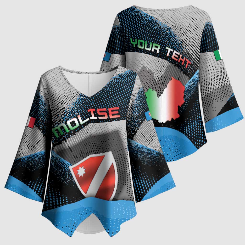Personalized Italy Molise Kimono Sleeve Blouse Coat Of Arms With Dynamic Dot Patterns