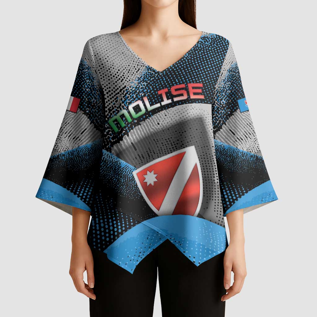 Personalized Italy Molise Kimono Sleeve Blouse Coat Of Arms With Dynamic Dot Patterns
