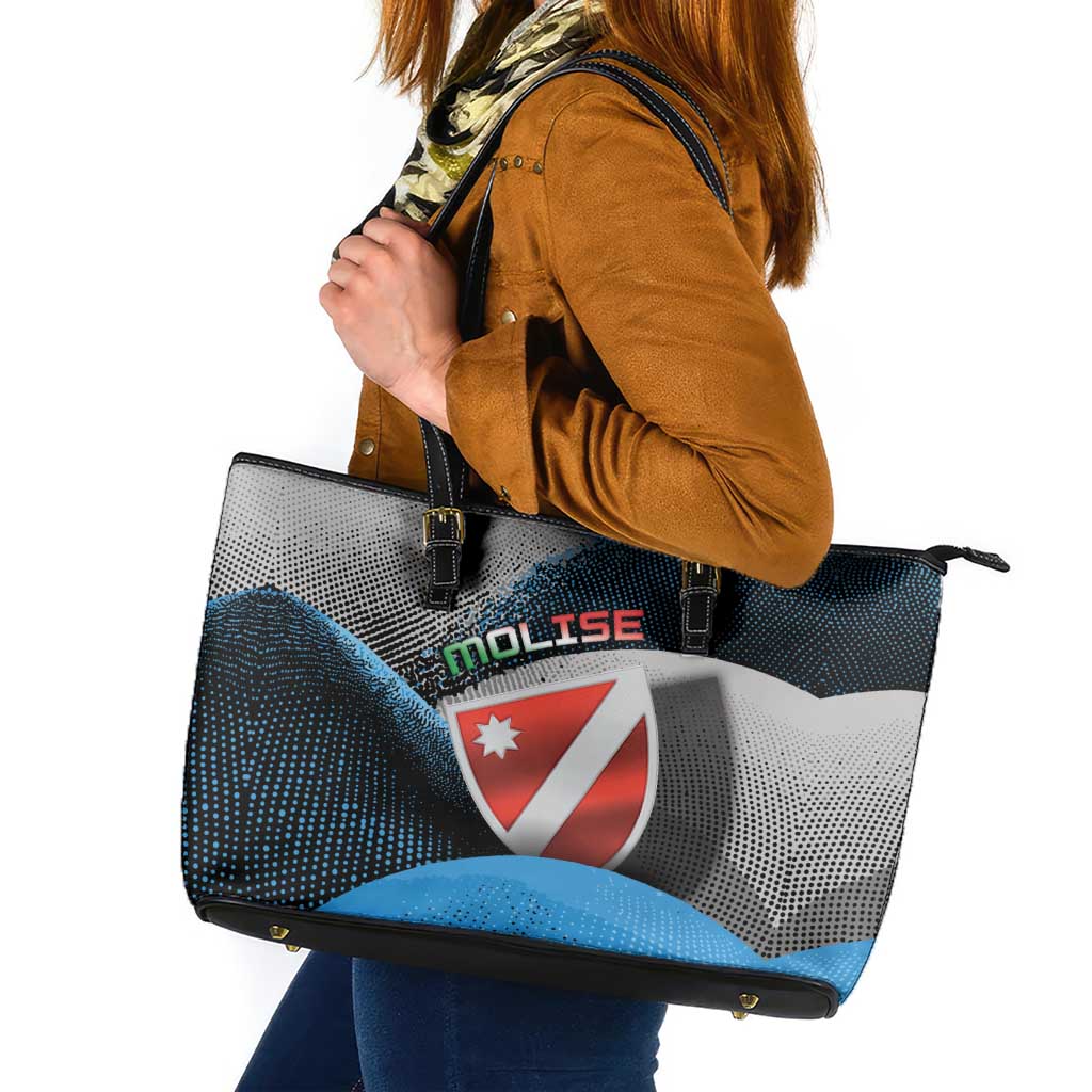 Italy Molise Leather Tote Bag Coat Of Arms With Dynamic Dot Patterns