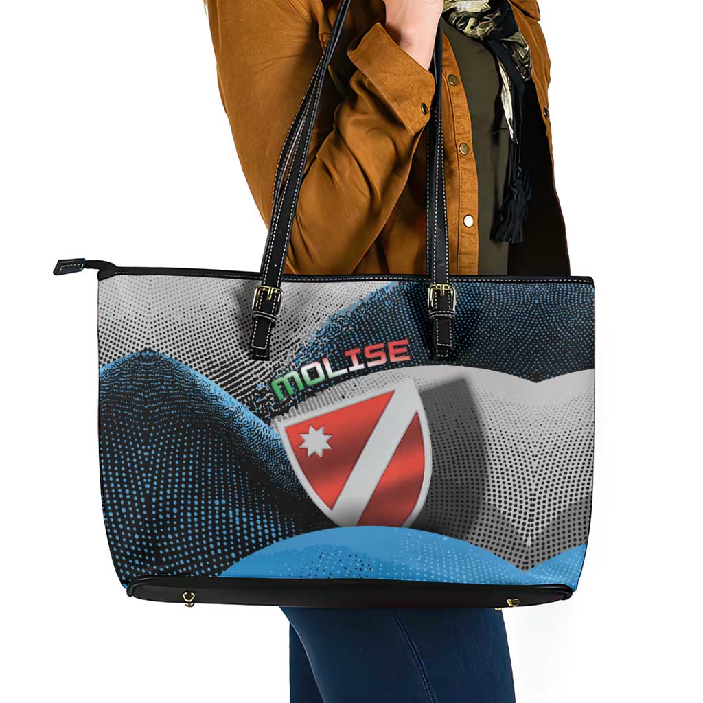Italy Molise Leather Tote Bag Coat Of Arms With Dynamic Dot Patterns