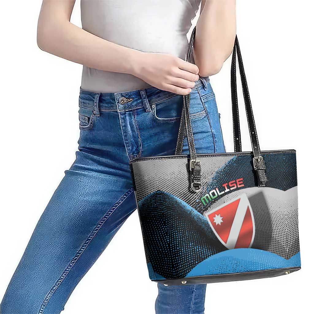 Italy Molise Leather Tote Bag Coat Of Arms With Dynamic Dot Patterns