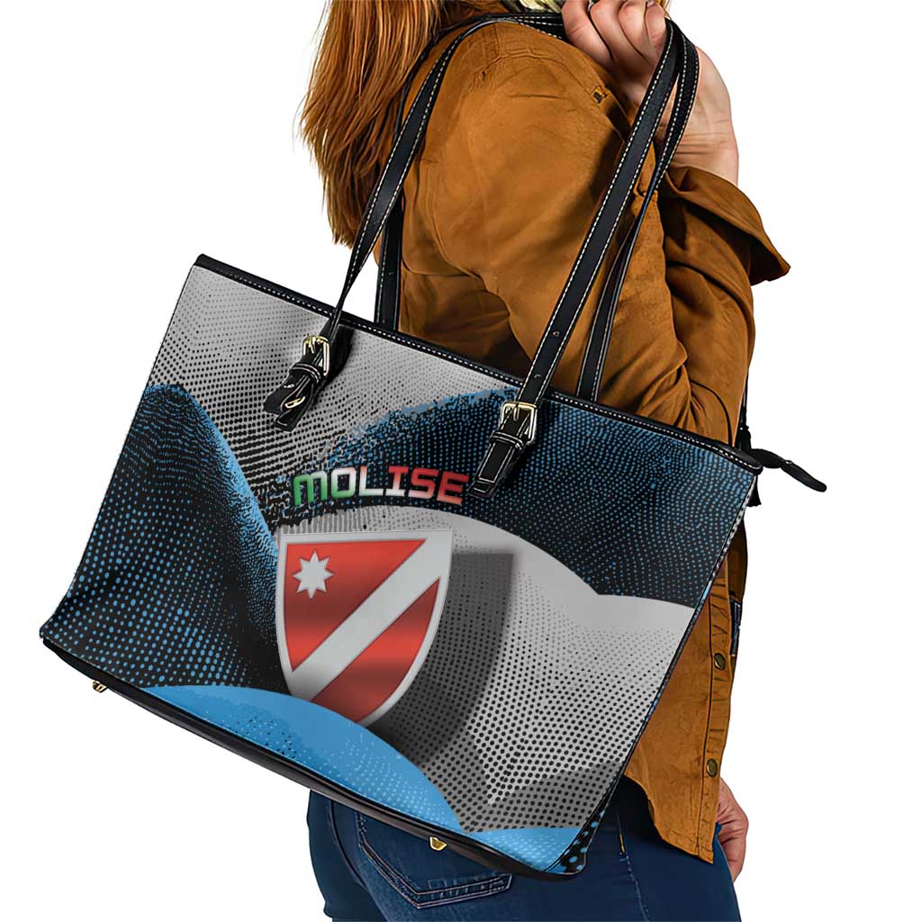 Italy Molise Leather Tote Bag Coat Of Arms With Dynamic Dot Patterns