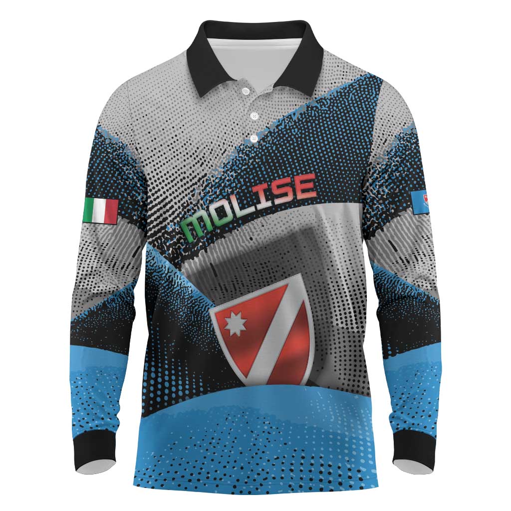Personalized Italy Molise Long Sleeve Polo Shirt Coat Of Arms With Dynamic Dot Patterns