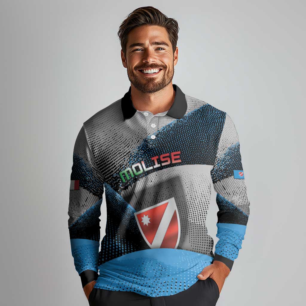 Personalized Italy Molise Long Sleeve Polo Shirt Coat Of Arms With Dynamic Dot Patterns
