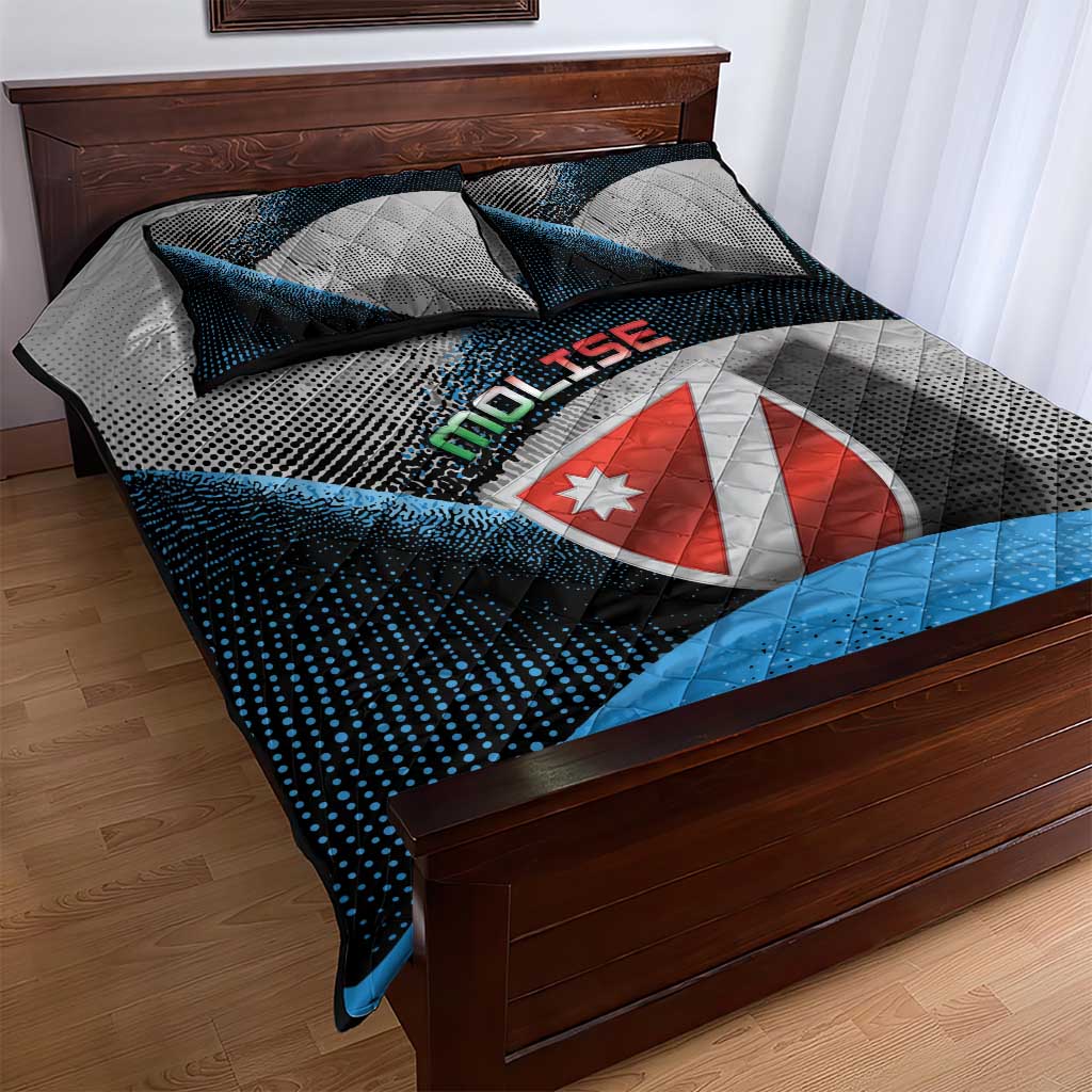 Italy Molise Quilt Bed Set Coat Of Arms With Dynamic Dot Patterns