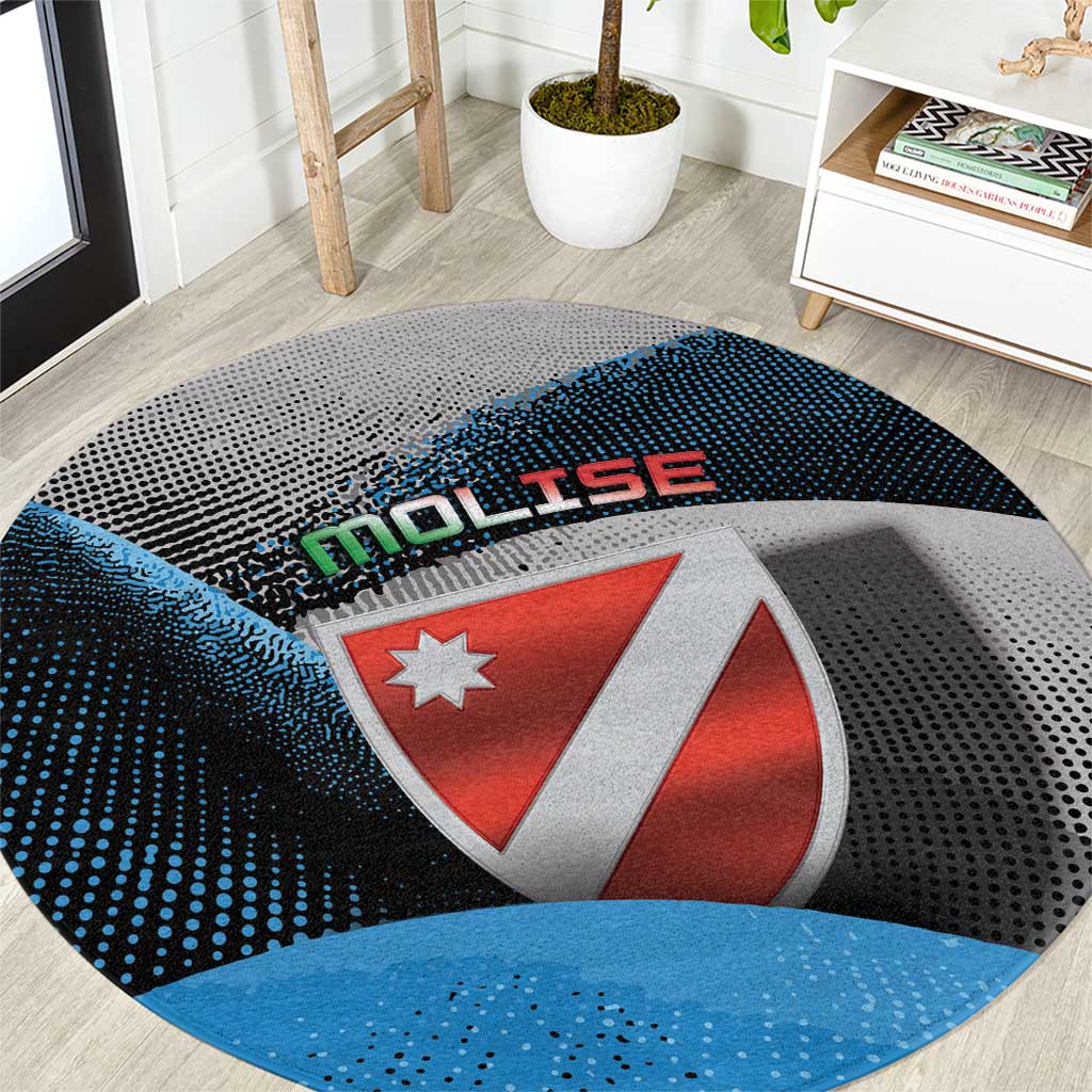 Italy Molise Round Carpet Coat Of Arms With Dynamic Dot Patterns