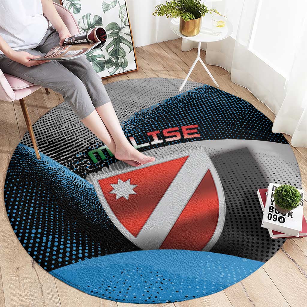 Italy Molise Round Carpet Coat Of Arms With Dynamic Dot Patterns