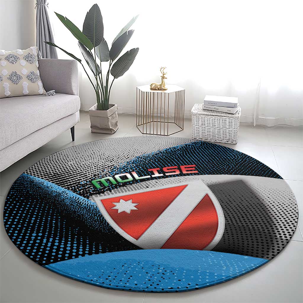 Italy Molise Round Carpet Coat Of Arms With Dynamic Dot Patterns