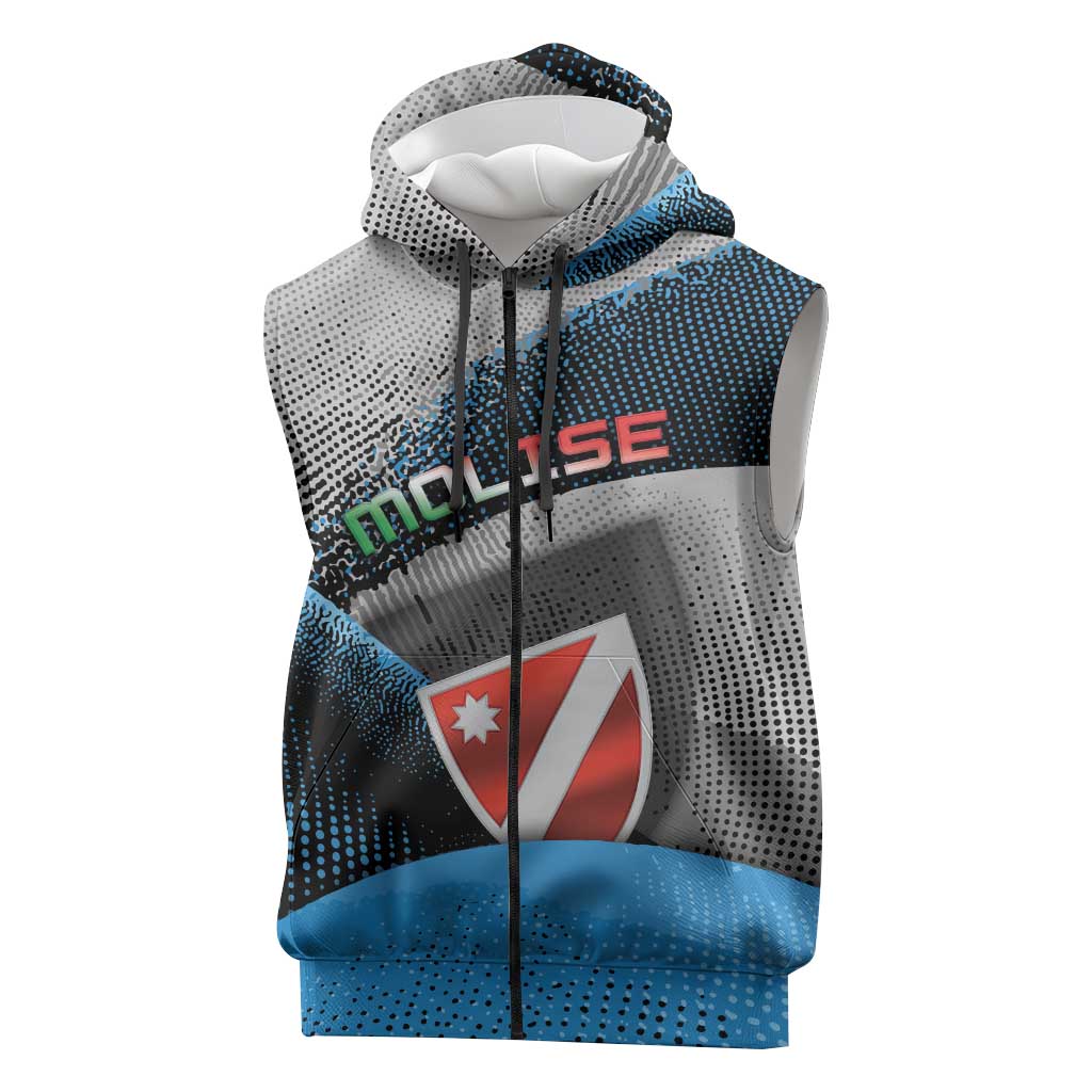 Personalized Italy Molise Sleeveless Zip Hoodie Coat Of Arms With Dynamic Dot Patterns