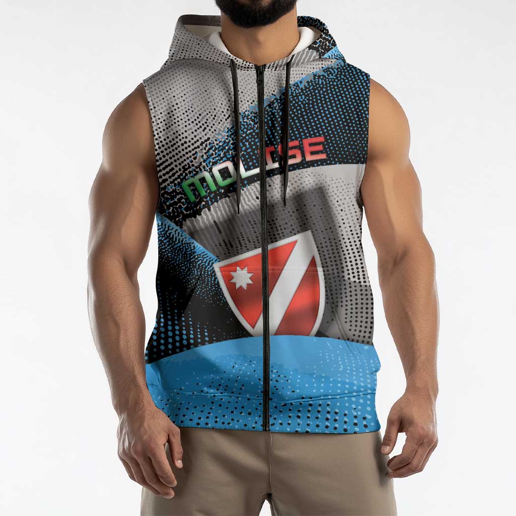 Personalized Italy Molise Sleeveless Zip Hoodie Coat Of Arms With Dynamic Dot Patterns
