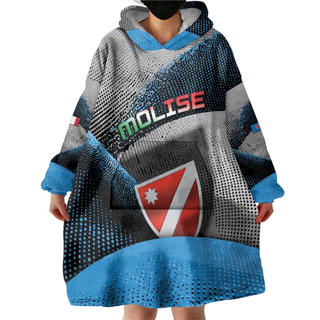 Personalized Italy Molise Wearable Blanket Hoodie Coat Of Arms With Dynamic Dot Patterns
