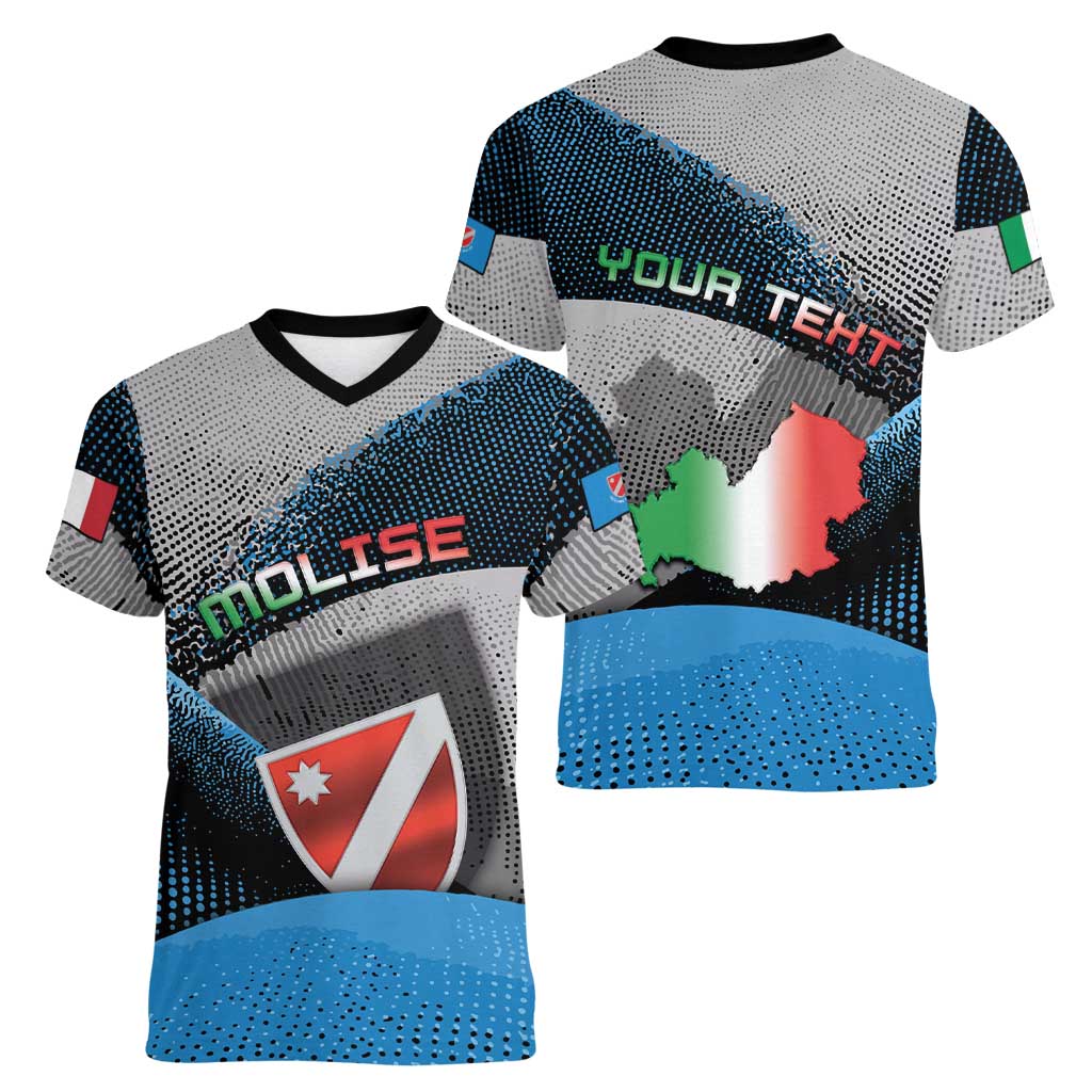 Personalized Italy Molise Women V-Neck T-Shirt Coat Of Arms With Dynamic Dot Patterns