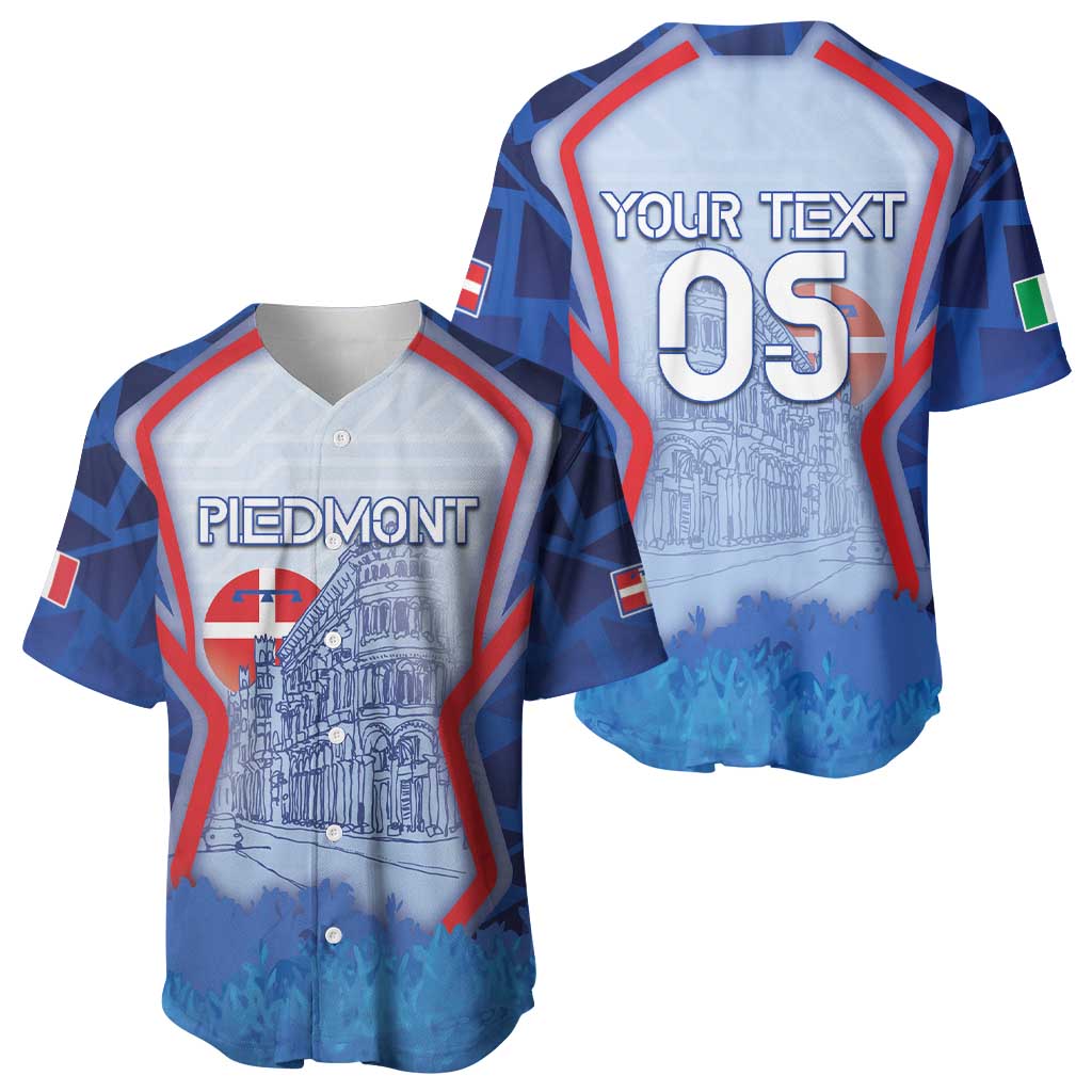 Custom Italy Piedmont Baseball Jersey Capital Turin Urban Sketch