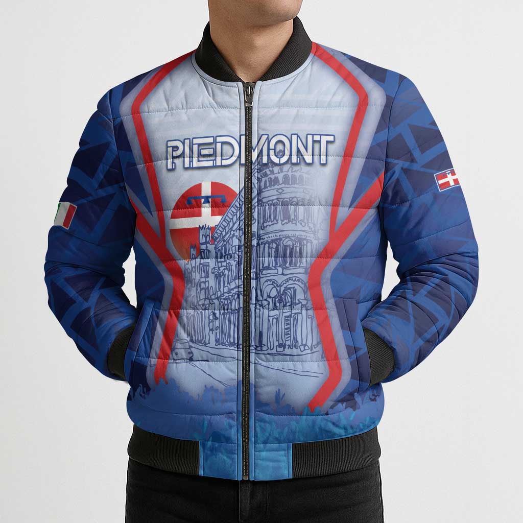 Custom Italy Piedmont Bomber Puffer Jacket Capital Turin Urban Sketch