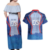 Custom Italy Piedmont Couples Matching Off Shoulder Maxi Dress and Hawaiian Shirt Capital Turin Urban Sketch