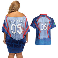Custom Italy Piedmont Couples Matching Off Shoulder Short Dress and Hawaiian Shirt Capital Turin Urban Sketch
