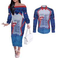 Custom Italy Piedmont Couples Matching Off The Shoulder Long Sleeve Dress and Long Sleeve Button Shirt Capital Turin Urban Sketch
