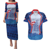 Custom Italy Piedmont Couples Matching Puletasi and Hawaiian Shirt Capital Turin Urban Sketch