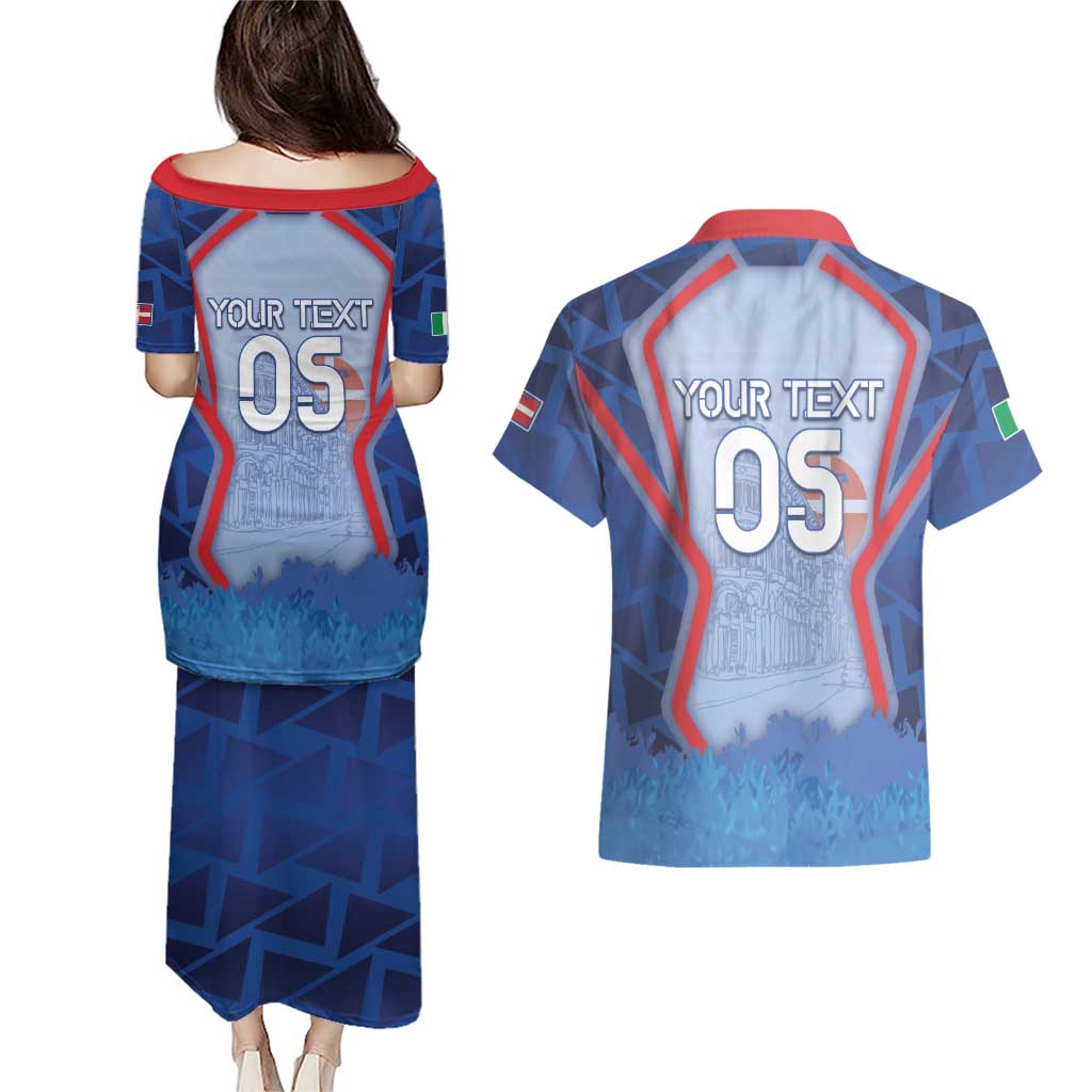 Custom Italy Piedmont Couples Matching Puletasi and Hawaiian Shirt Capital Turin Urban Sketch