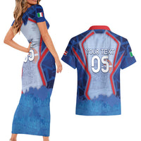 Custom Italy Piedmont Couples Matching Short Sleeve Bodycon Dress and Hawaiian Shirt Capital Turin Urban Sketch