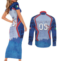 Custom Italy Piedmont Couples Matching Short Sleeve Bodycon Dress and Long Sleeve Button Shirt Capital Turin Urban Sketch
