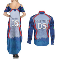 Custom Italy Piedmont Couples Matching Summer Maxi Dress and Long Sleeve Button Shirt Capital Turin Urban Sketch