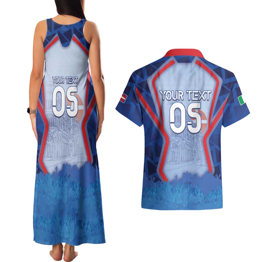 Custom Italy Piedmont Couples Matching Tank Maxi Dress and Hawaiian Shirt Capital Turin Urban Sketch