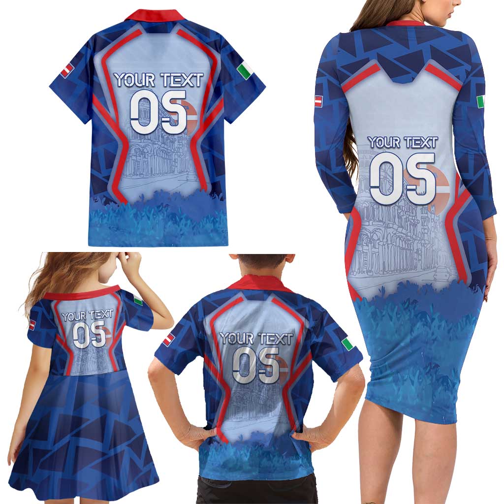 Custom Italy Piedmont Family Matching Long Sleeve Bodycon Dress and Hawaiian Shirt Capital Turin Urban Sketch