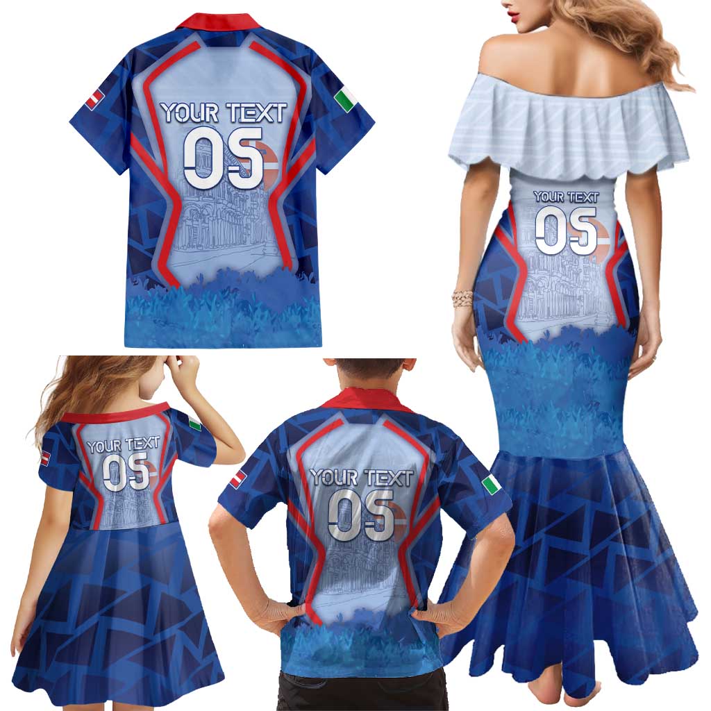Custom Italy Piedmont Family Matching Mermaid Dress and Hawaiian Shirt Capital Turin Urban Sketch