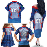 Custom Italy Piedmont Family Matching Off The Shoulder Long Sleeve Dress and Hawaiian Shirt Capital Turin Urban Sketch