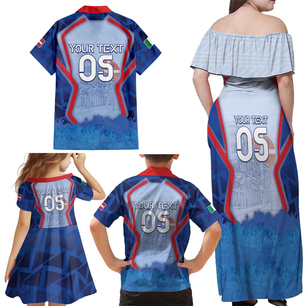 Custom Italy Piedmont Family Matching Off Shoulder Maxi Dress and Hawaiian Shirt Capital Turin Urban Sketch