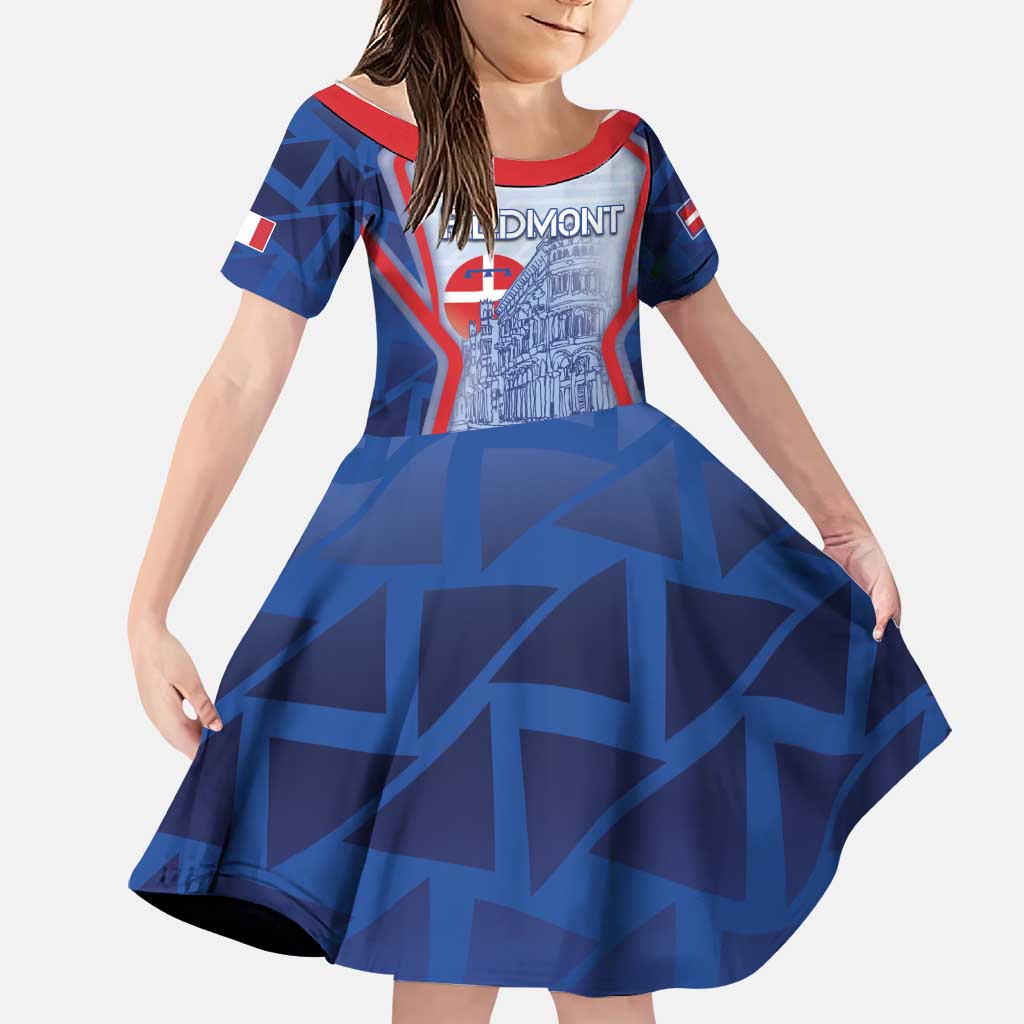 Custom Italy Piedmont Family Matching Off Shoulder Short Dress and Hawaiian Shirt Capital Turin Urban Sketch