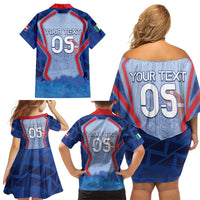 Custom Italy Piedmont Family Matching Off Shoulder Short Dress and Hawaiian Shirt Capital Turin Urban Sketch