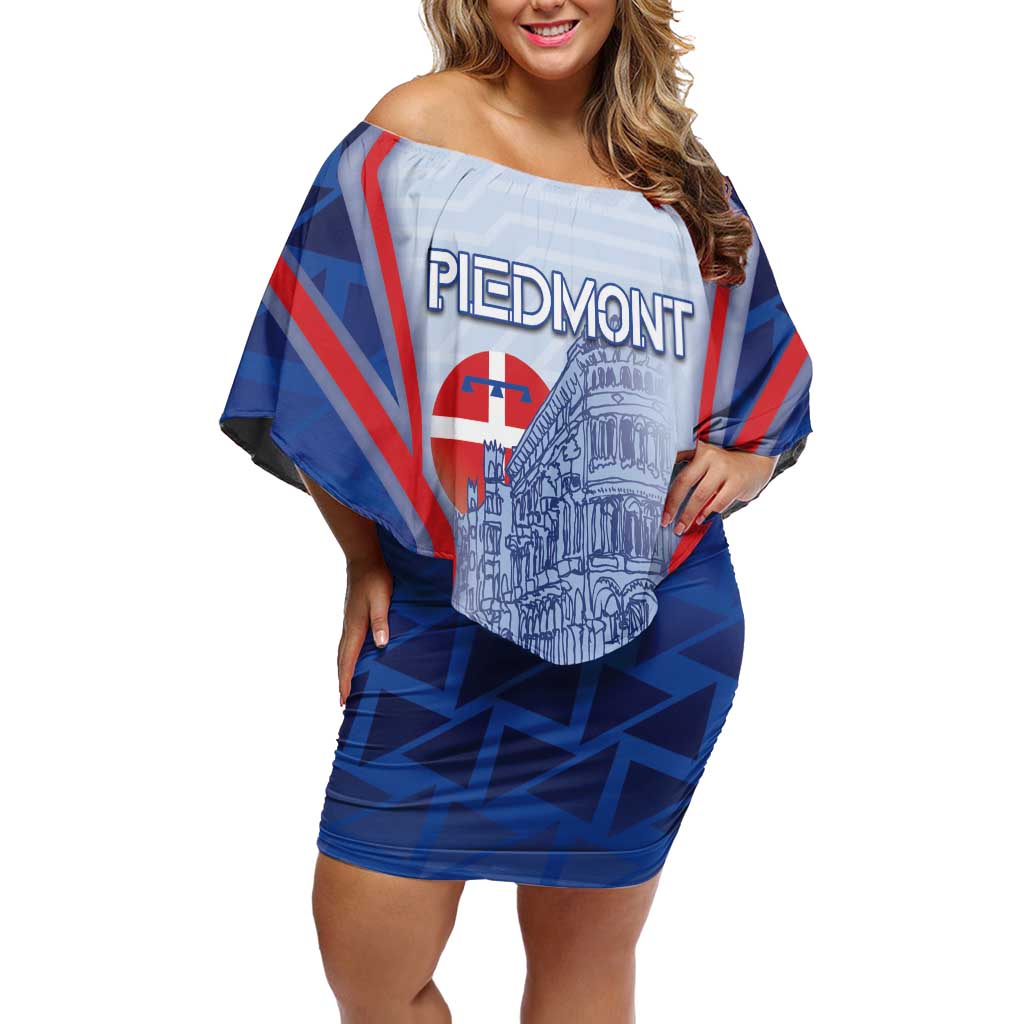 Custom Italy Piedmont Family Matching Off Shoulder Short Dress and Hawaiian Shirt Capital Turin Urban Sketch
