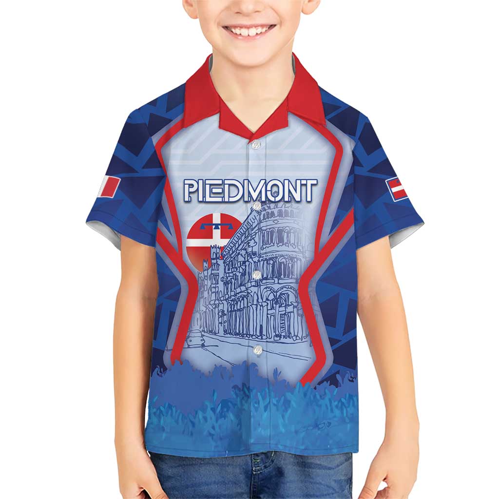 Custom Italy Piedmont Family Matching Off Shoulder Short Dress and Hawaiian Shirt Capital Turin Urban Sketch