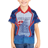 Custom Italy Piedmont Family Matching Off Shoulder Short Dress and Hawaiian Shirt Capital Turin Urban Sketch