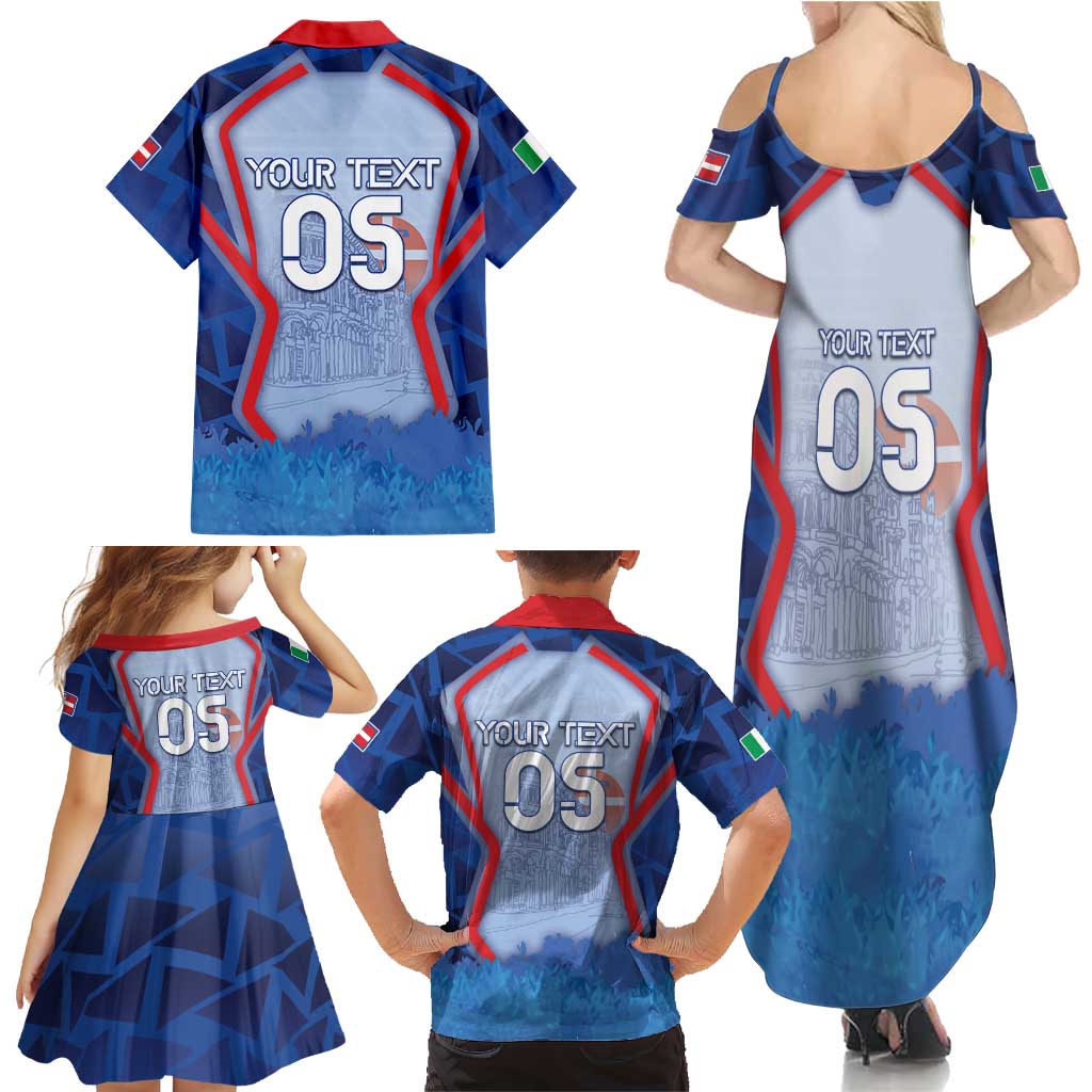 Custom Italy Piedmont Family Matching Summer Maxi Dress and Hawaiian Shirt Capital Turin Urban Sketch