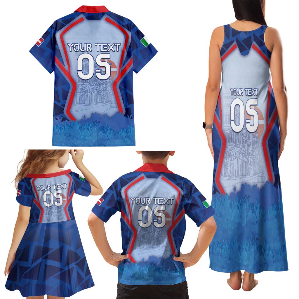 Custom Italy Piedmont Family Matching Tank Maxi Dress and Hawaiian Shirt Capital Turin Urban Sketch