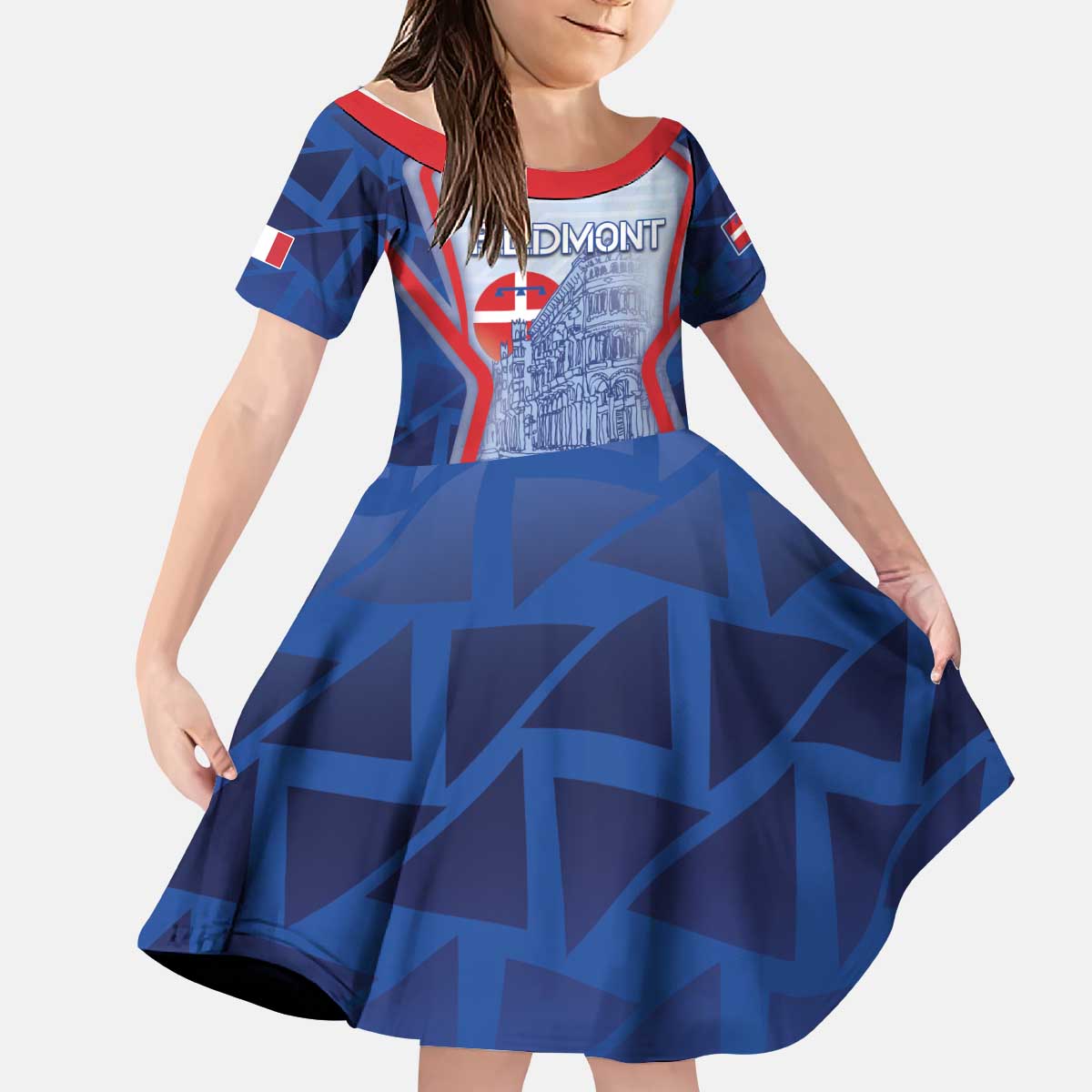Custom Italy Piedmont Kid Short Sleeve Dress Capital Turin Urban Sketch