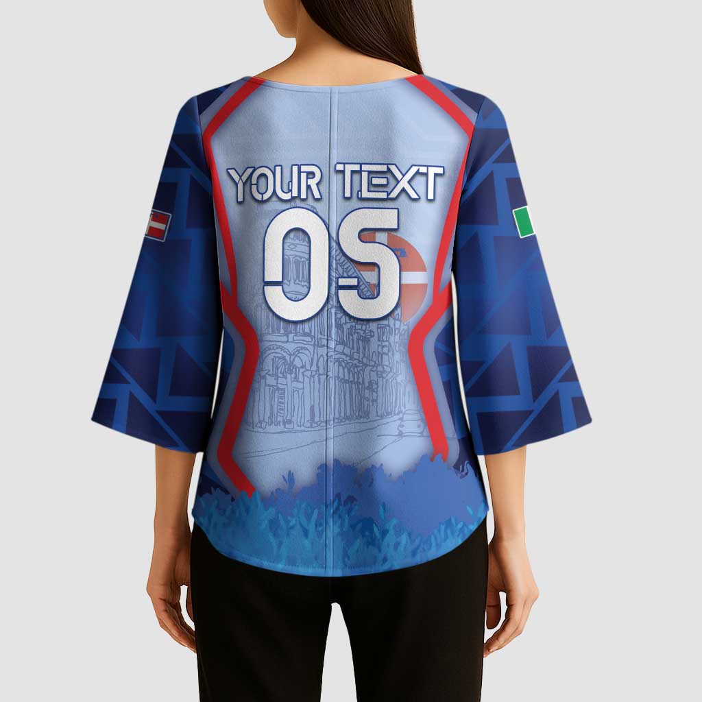 Custom Italy Piedmont Kimono Sleeve Blouse Capital Turin Urban Sketch